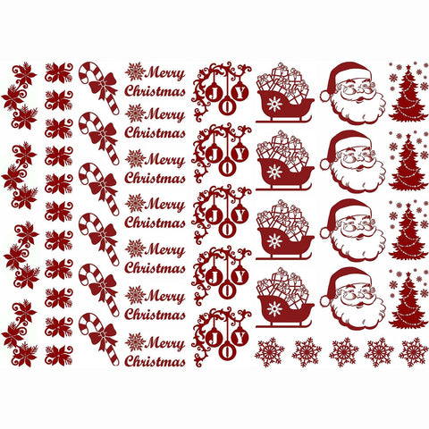 Christmas Fun Red Enamel Decals