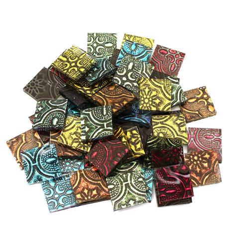 3/4" Van Gogh Flora Glass Chips Mix - 50 Pieces