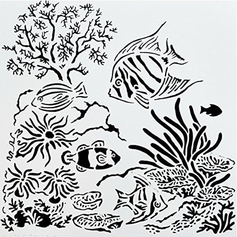 Powder or Airbrush Stencil- Aquarium 6 x 6 Inch