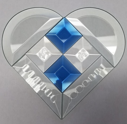 7 inch Bevel Heart Suncatcher Kit Blue and Clear