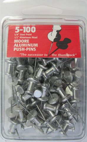 Moore Push-Pin Aluminum Push Pins 5/8 inch