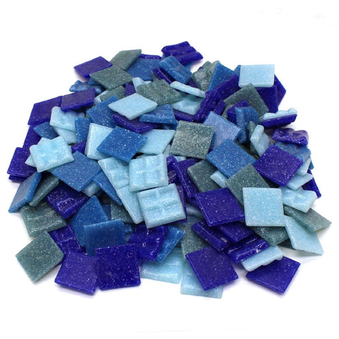 3/4" Denim Venetian Glass Tile Mix - 1 Lb